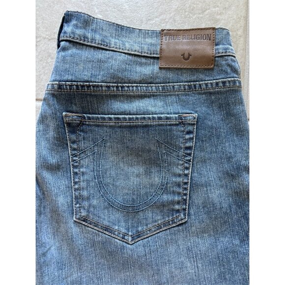 True Religion Jeans Womens Sz‎ 32 Cameron Slim Boyfriend Blue Embroidered Y2K - Picture 7 of 10